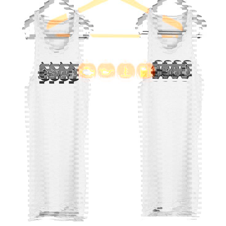 車の警告灯 面白いメカニック ハロウィン パンプキン オレンジ タンクトップ