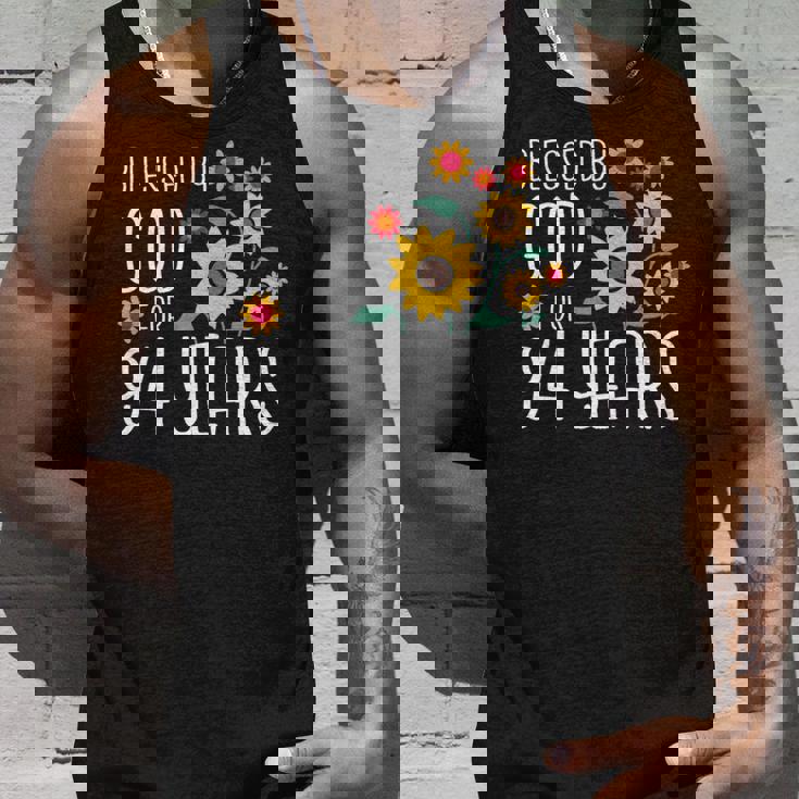 94歳の神に祝福され 可愛いひまわり 94歳の誕生日 長袖tシャツ タンクトップ 彼への贈り物