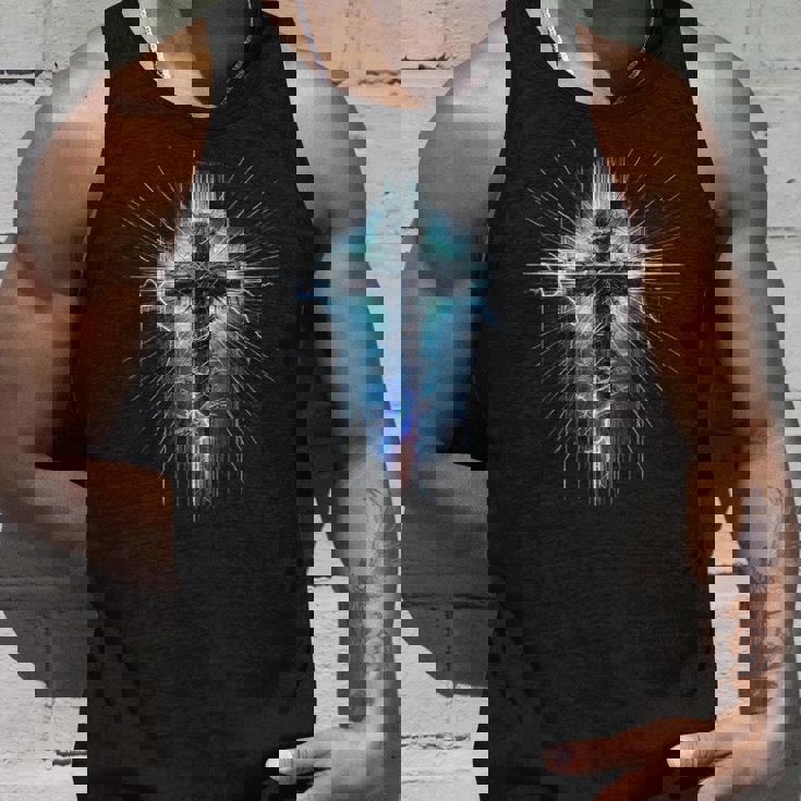 Christian Cross Punk Art Style Distressed Crown Of Thorns Tank Top Gifts for Him