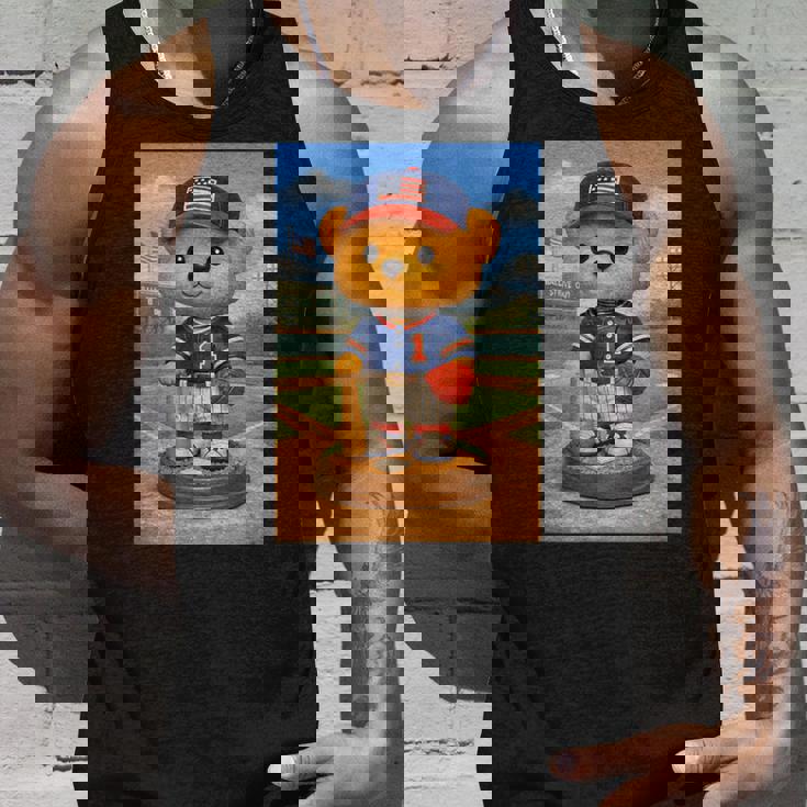 Cool Teddy Bear Baseball Player Illustration Graphic s タンクトップ 彼への贈り物