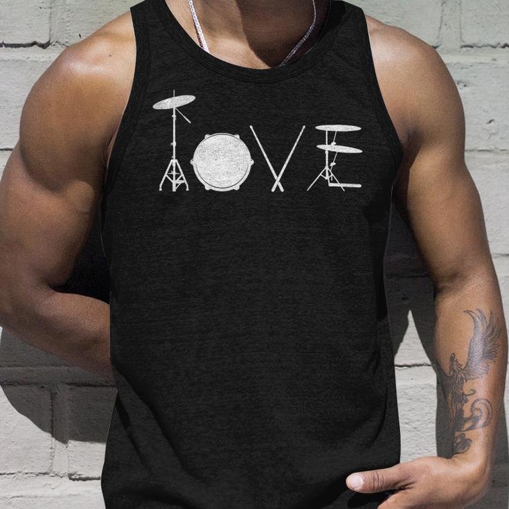 Drummer Love グラフィックドラムセット ドラミングミュージシャン ロックバンド タンクトップ 彼への贈り物