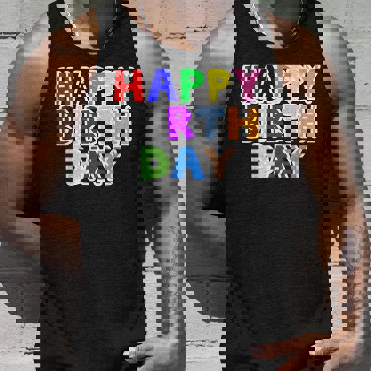 Happy Birthday（ハッピーバースデー）カラフルポップ【お誕生日 プリント】サプライズ 文字 イベントデザイン タンクトップ 彼への贈り物