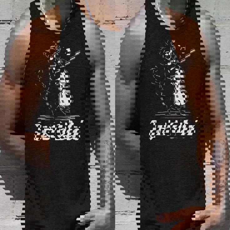 Just Cellin チェロ奏者 猫の音楽家 チェロを演奏 チェロ奏者 タンクトップ 彼への贈り物