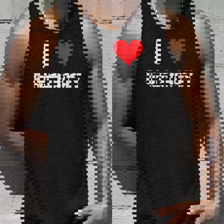 I Love Electricity ハート 電気技師ユーティリティ電気 タンクトップ 彼への贈り物