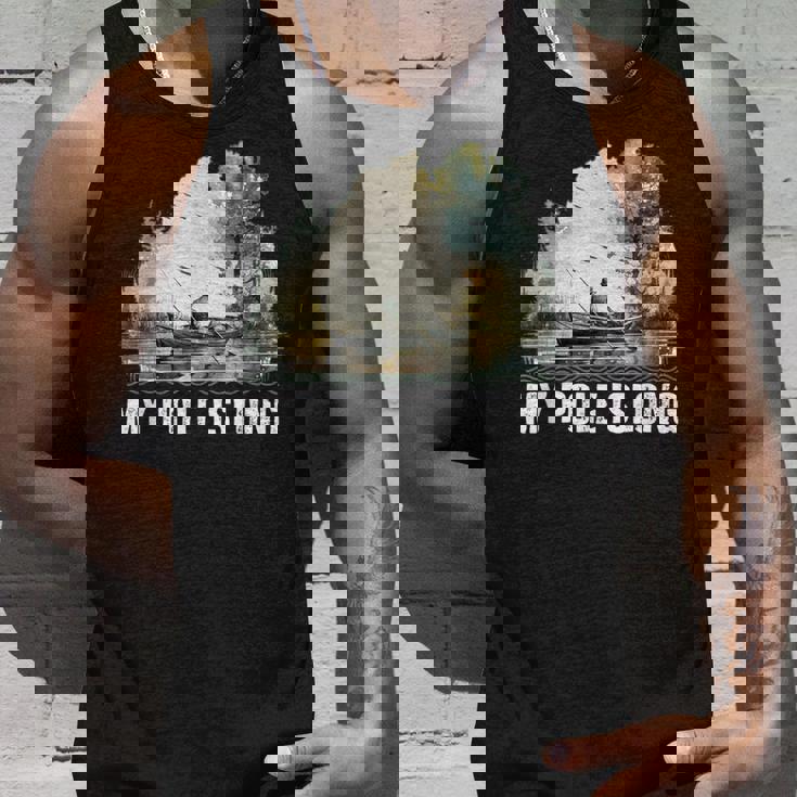 My Pole Is Long Fishing ハンティング フィッシャーマン ハンター 父の日 タンクトップ 彼への贈り物