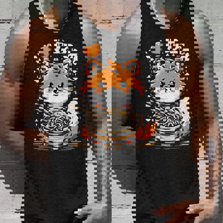 うどんが大好き カワイイきつねとうどん麺 タンクトップ 彼への贈り物