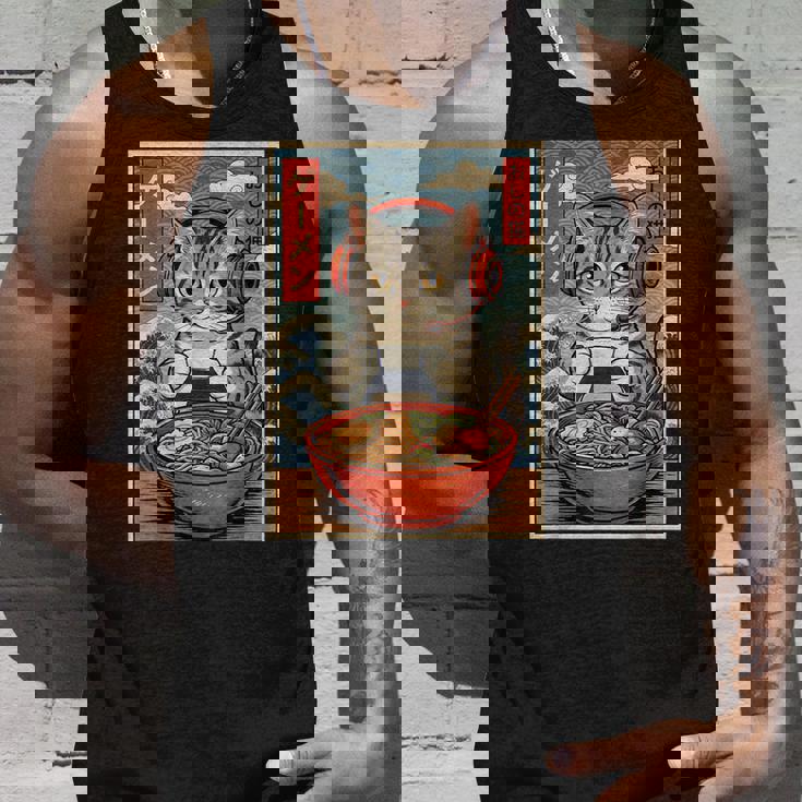 かわいい カワイイ ゲーマー猫 ラーメン ゲーム好き 猫好き向け 面白い デザイン レトロ 和風 日本 アニメ タンクトップ 彼への贈り物