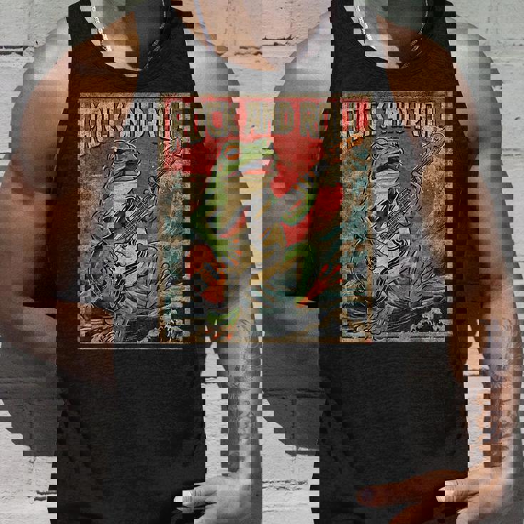 カエル 演奏 ベース ギター ロック オン ヴィンテージ ロック ギタリスト カエル タンクトップ 彼への贈り物