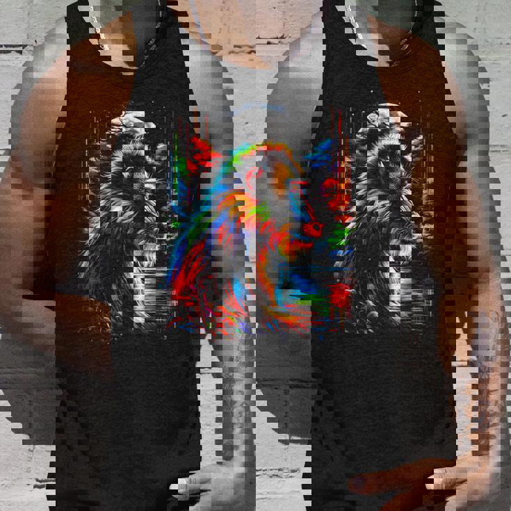 カラフル マンドリル 猿 精霊 動物 かっこいい イラスト アート タンクトップ 彼への贈り物