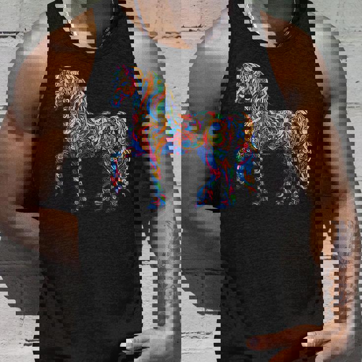 カラフルな抽象的な馬 タンクトップ 彼への贈り物