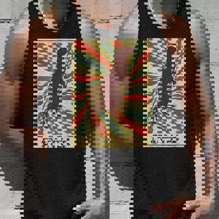 カワウソ 動物 レトロ ヴィンテージ カワウソ タンクトップ 彼への贈り物