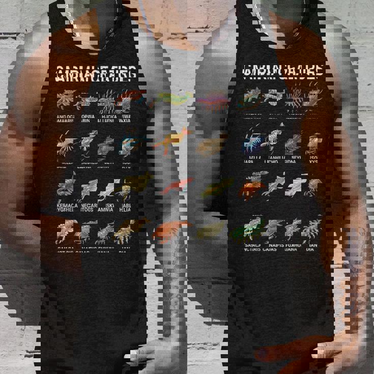 カンブリア紀の生き物チャート–先史時代の海洋生物アート タンクトップ 彼への贈り物