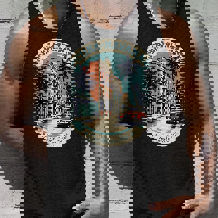 キューバ ハバナ レトロ 車 ヴィンテージ カリブ海のヤシの木 タンクトップ 彼への贈り物