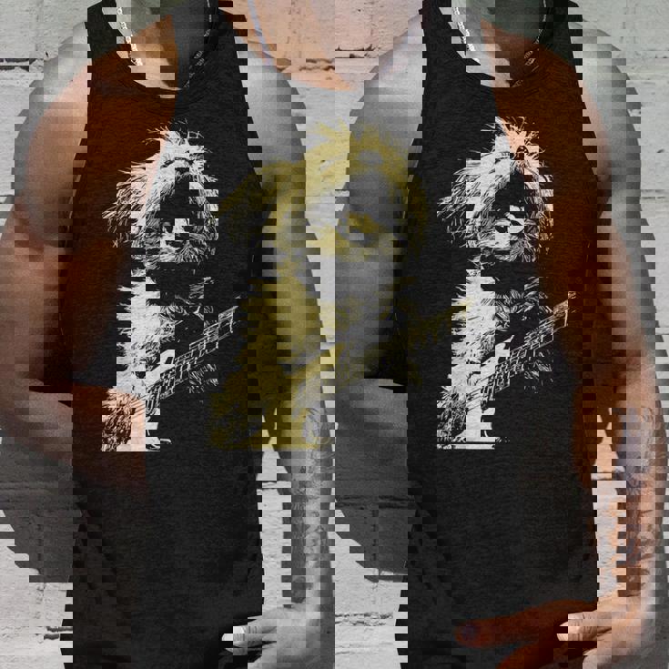 ギターロッカー ギタリスト 動物 パンク グランジ犬とマルチーズ タンクトップ 彼への贈り物