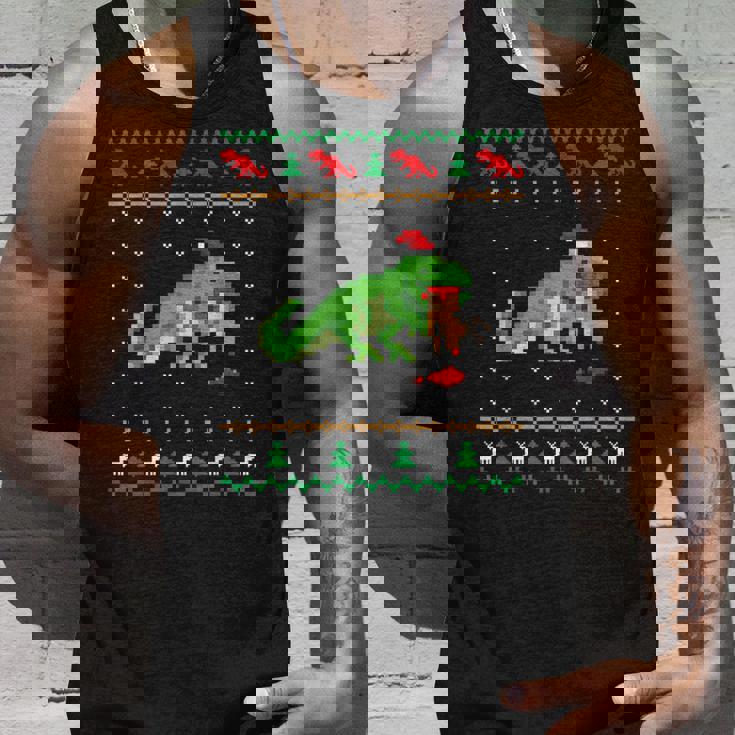 サンタ T-Rex 食べるトナカイ恐竜 アグリークリスマスセーター タンクトップ 彼への贈り物