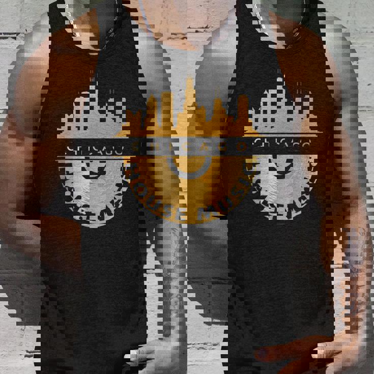 シカゴハウスミュージックシティスケープビニールレコードレイブテクノ Edm タンクトップ 彼への贈り物