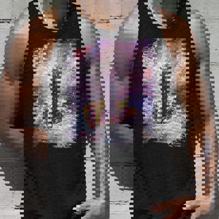 スペースキャットライディングアルパカユニコーン-ピザ＆タコス タンクトップ 彼への贈り物