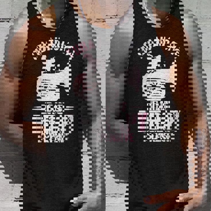 チューバ 水彩 チューバと猫 タンクトップ 彼への贈り物