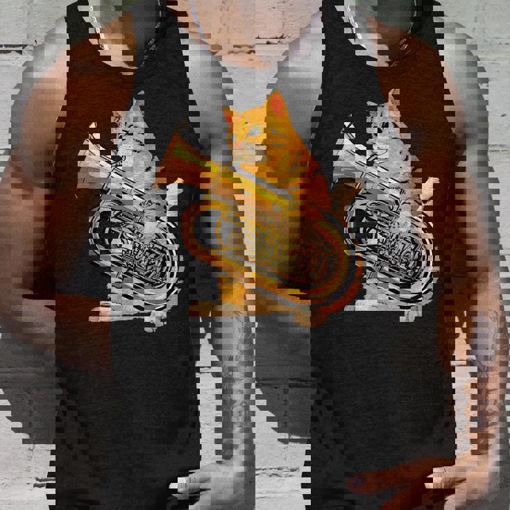 チューバを弾く面白い猫ギフト かわいい子猫ミュージシャンファン タンクトップ 彼への贈り物