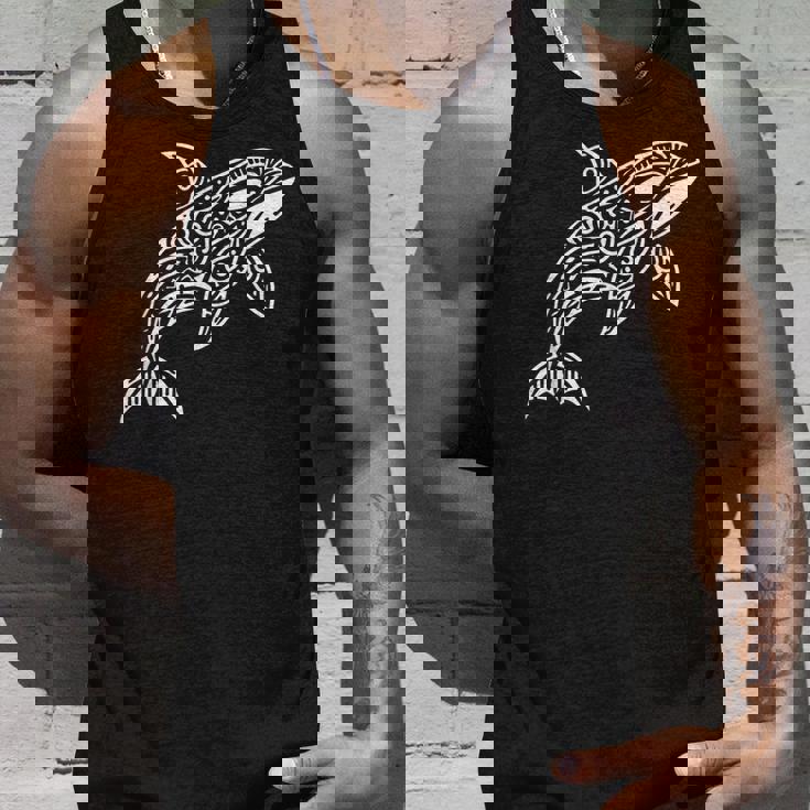 トライバル シャチ クジラ ハワイアン マオリ タトゥー オーシャン アート デザイン タンクトップ 彼への贈り物