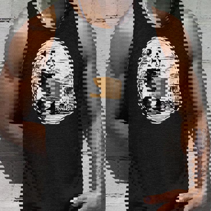 トラック運転手 パンダ 運送業 水墨画 和風 おもしろ 動物 タンクトップ 彼への贈り物