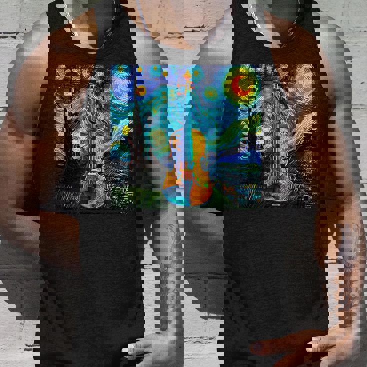 バイオリン 楽器 面白いtシャツ ゴッホ 星月夜 かわいい メンズ 子供 おもしろ 服 グッズ ネタ 音楽 タンクトップ 彼への贈り物