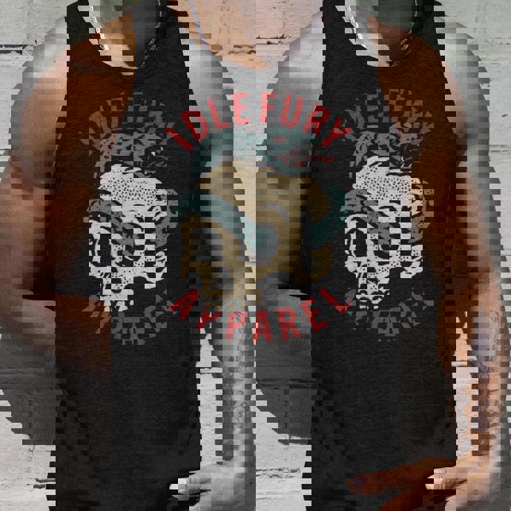 バック プリントを見る Idle Furykull &Nake ビンテージ クラシック スカル ヘビ タトゥー タンクトップ 彼への贈り物