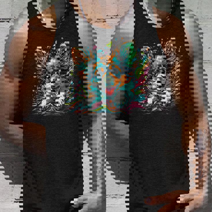 パピヨン犬の飼い主 パピヨン犬のアートワーク タンクトップ 彼への贈り物