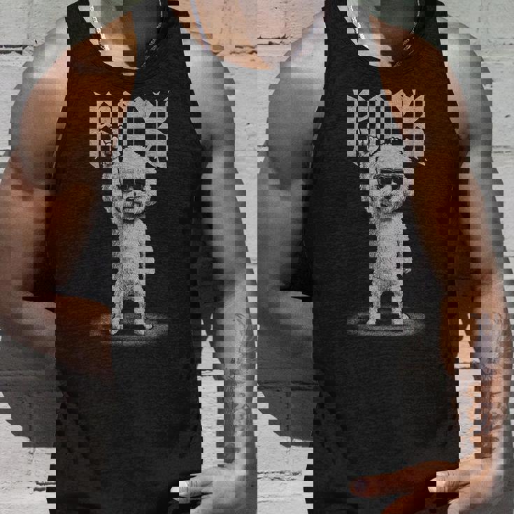 ビションフリーゼ ロックミュージック レトロ ヴィンテージ 犬好き タンクトップ 彼への贈り物