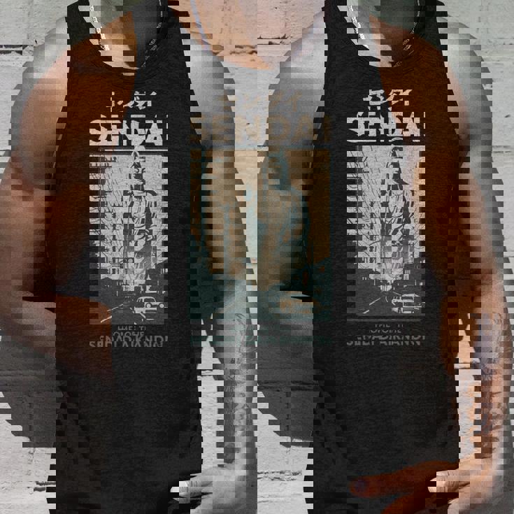 ビンテージ仙台大観音日本観光ポスター 長袖tシャツ タンクトップ 彼への贈り物