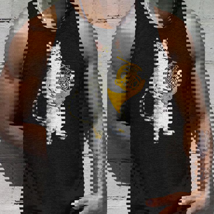 フレンチホルン音楽家オーケストラ音楽を奏でるクールな猫 タンクトップ 彼への贈り物