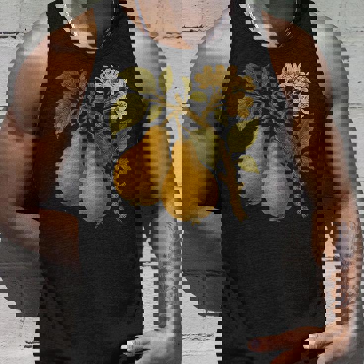 ヴィンテージボタニカル梨アートプリント タンクトップ 彼への贈り物