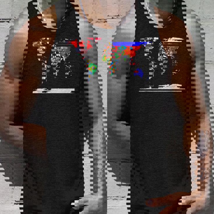 世界地図と世界の国の旗 タンクトップ 彼への贈り物