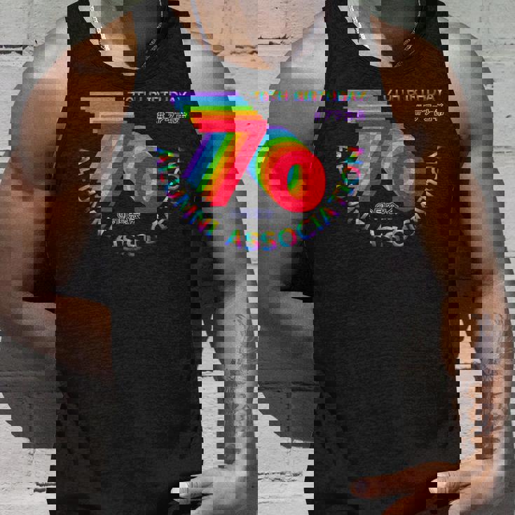 古希 同窓会 70歳 アラ古希 70歳誕生日 古希祝い 長寿 七色 70古希の集まり レインボーカラー 虹色 長袖tシャツ タンクトップ 彼への贈り物
