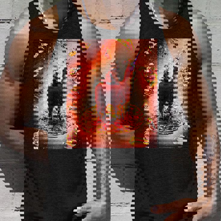 宇宙 猫 ライディング ラマ ユニコーン ピザ タンクトップ 彼への贈り物