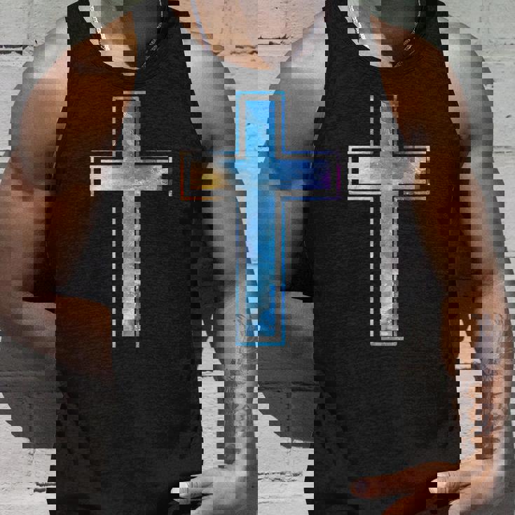 宗教のシルエット 信仰 水彩 キリスト教 十字架 タンクトップ 彼への贈り物