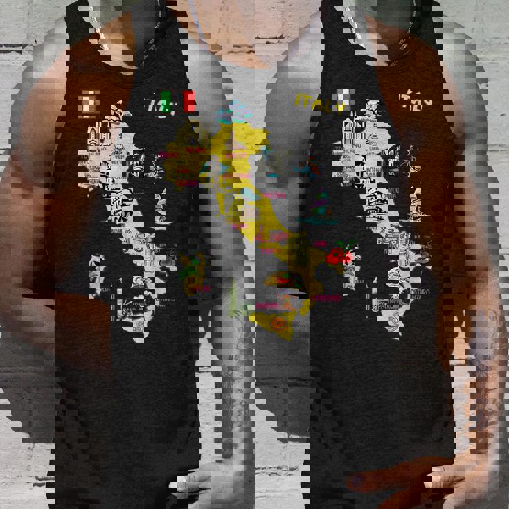 手描きのイタリア地図 観光地 タンクトップ 彼への贈り物