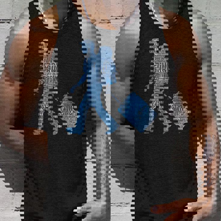 旅への冒険心を抱くシルエットデザイン 世界を巡る旅人たち タンクトップ 彼への贈り物