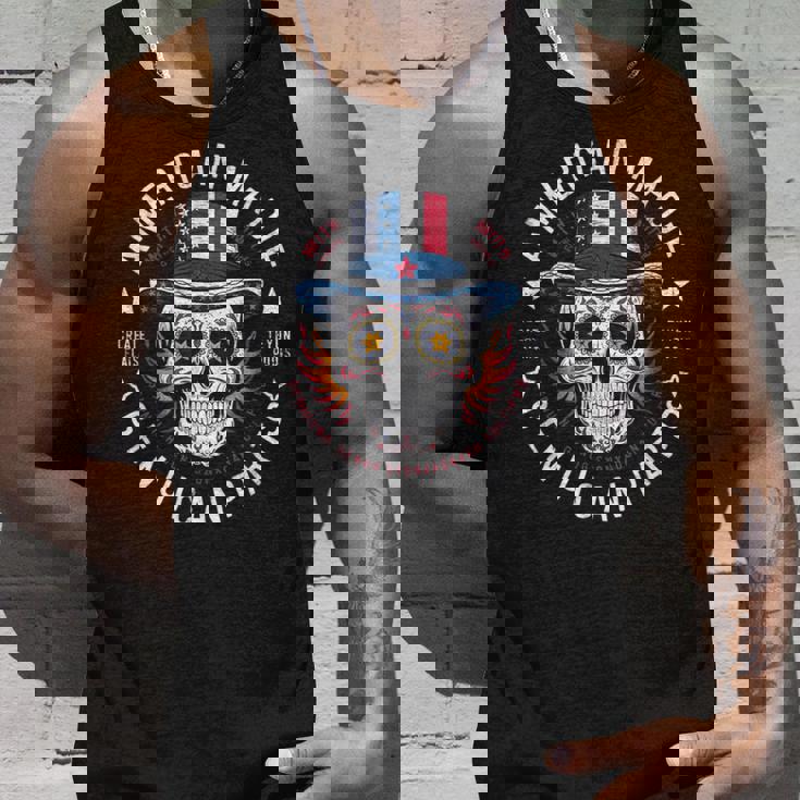 本物のメキシカンパーツを使用したアメリカ製スカル。 タンクトップ 彼への贈り物