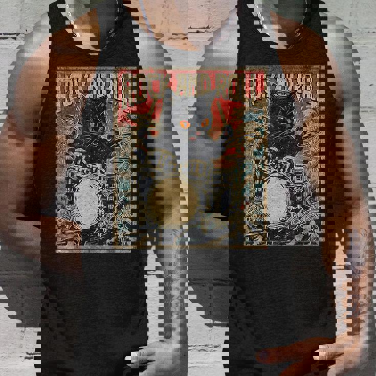 猫 演奏 ドラム ロック オン ヴィンテージ ロック ドラマー 猫 タンクトップ 彼への贈り物