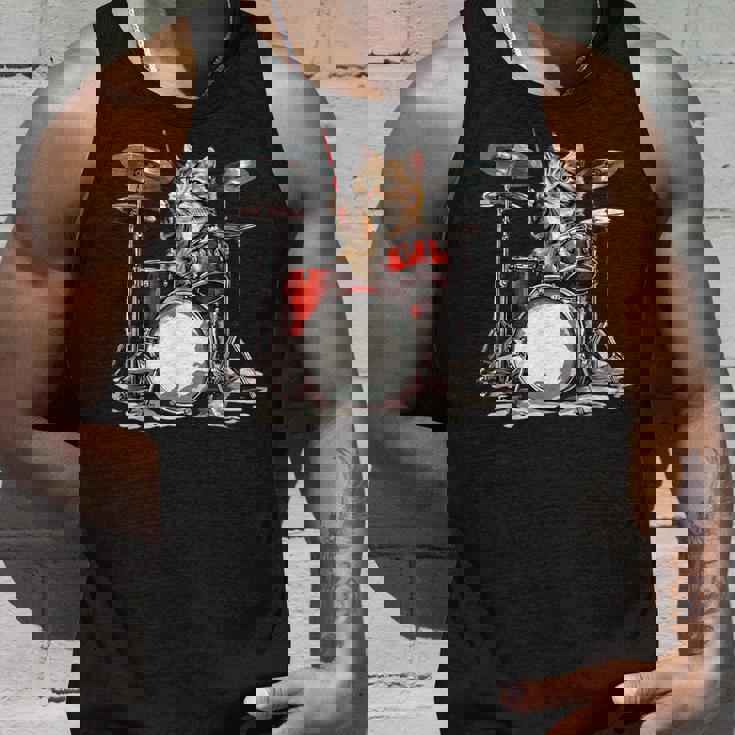 猫太鼓ドラムスティックかわいい猫と音楽 タンクトップ 彼への贈り物