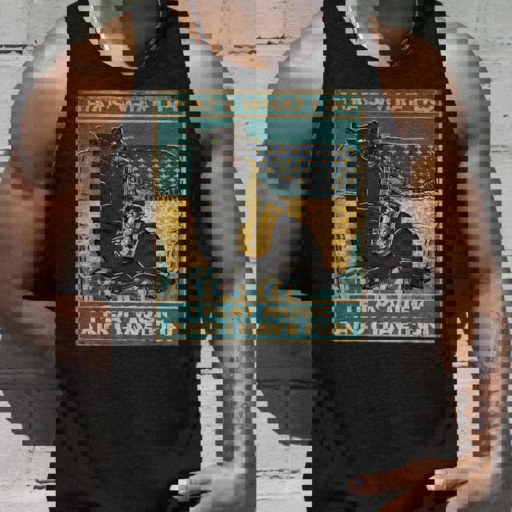 面白い レトロ 猫 演奏 サックス ヴィンテージ 音楽 タンクトップ 彼への贈り物