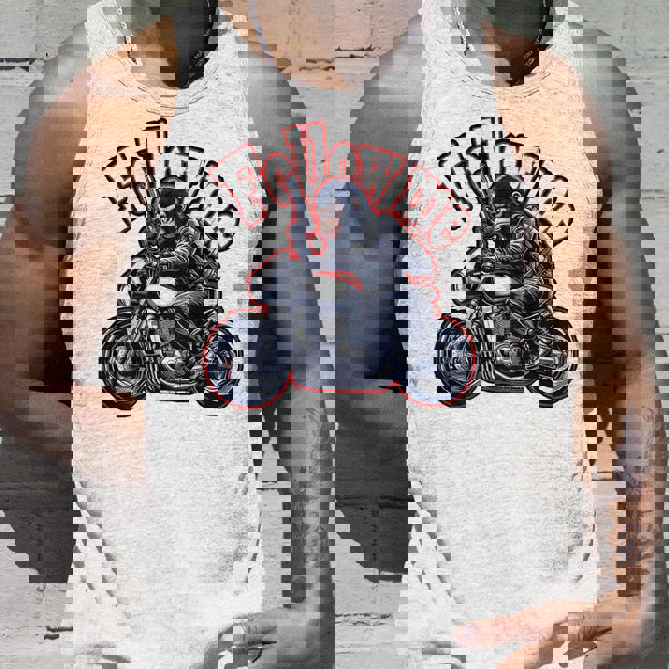 Followmeバイクに乗るゴリラのバックプリントデザイン タンクトップ 彼への贈り物