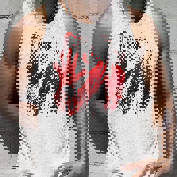 I'm Ok シャツ 血まみれ シャツ 手 血のはね 血 ステンド タンクトップ 彼への贈り物