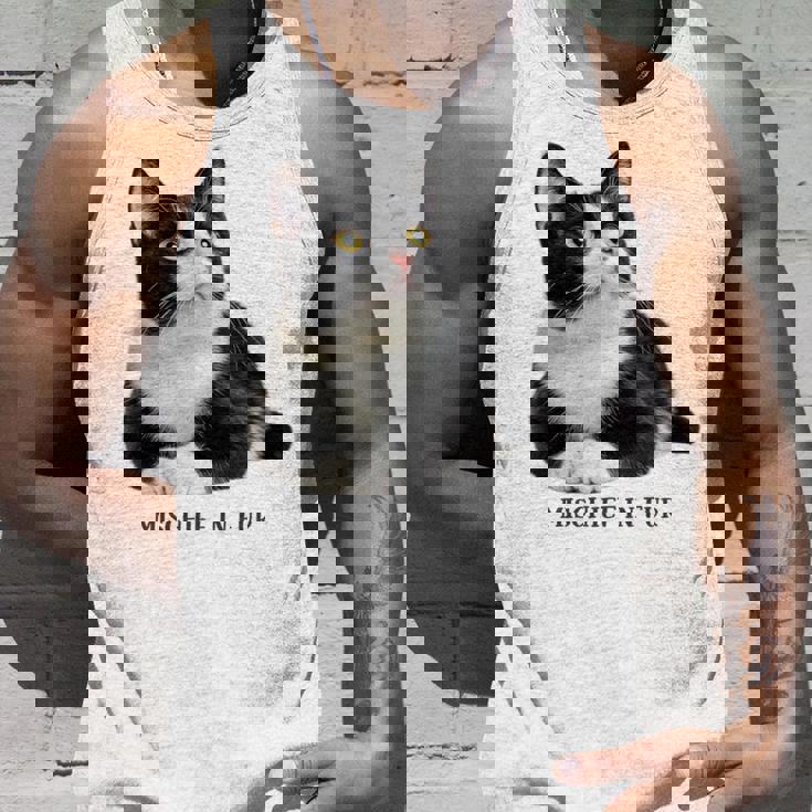 Mischief In Fur 猫写真 ハチワレ猫 黒白猫 猫好き ネタ 猫しもべ 猫飼い 猫依存症 長袖tシャツ タンクトップ 彼への贈り物