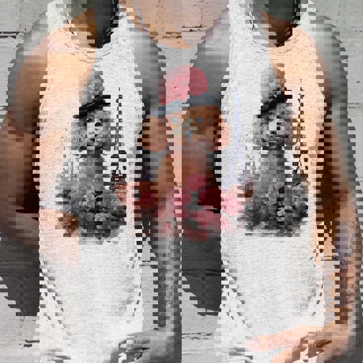 かわいい フランス パリ エッフェル塔 トイプードル パリジャンプードル 長袖tシャツ タンクトップ 彼への贈り物