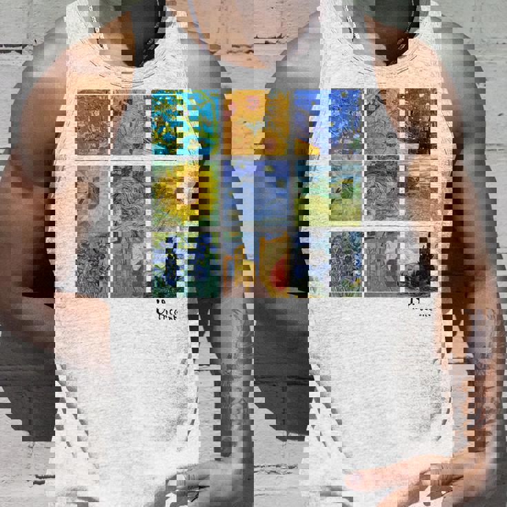 ひまわりと星月夜のゴッホ絵画コラージュ タンクトップ 彼への贈り物