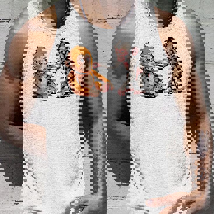 オレンジのおもちゃで悲しい猿のパンチ タンクトップ 彼への贈り物