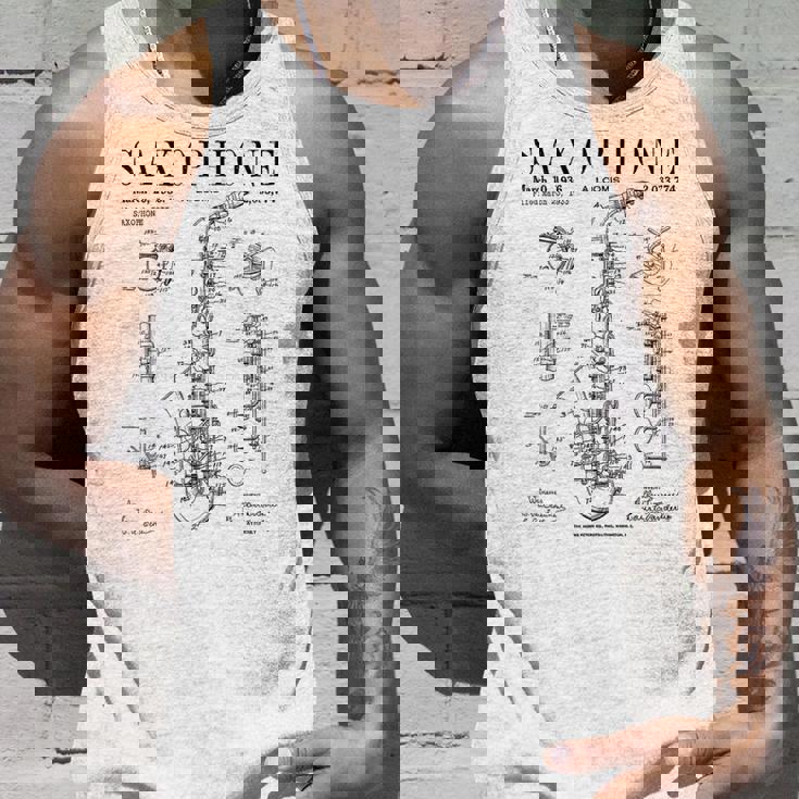 サックス オールド ヴィンテージ 特許 図面 プリント タンクトップ 彼への贈り物