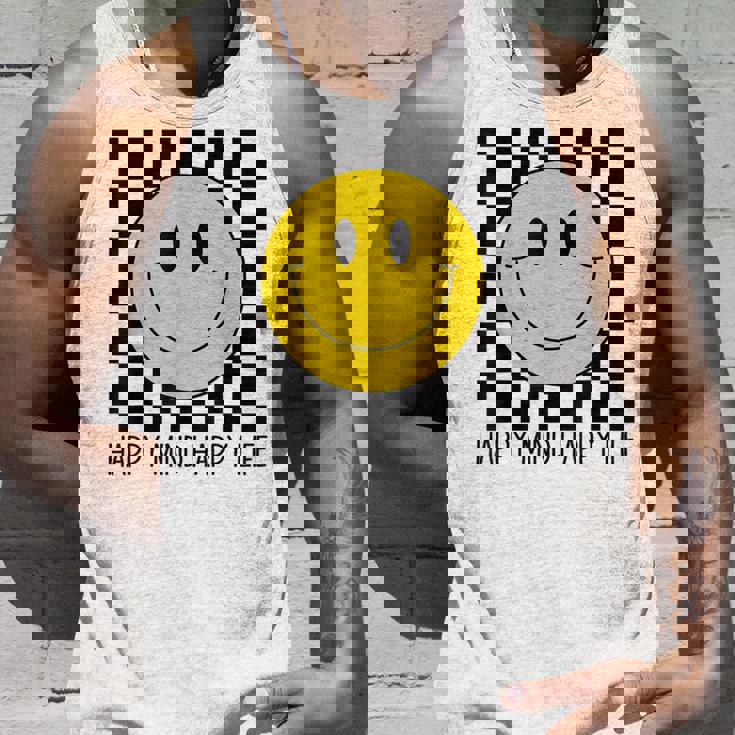 ハッピーマインド ハッピーライフ 70年代 スマイルチェック ハッピースマイルフェイス タンクトップ 彼への贈り物